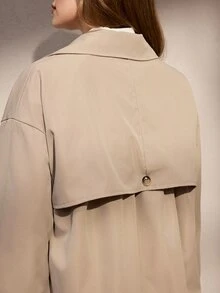 Nima Coro Women's Solid Color Lapel Single-Breasted Fashion Versatile Long Trench Coat - Apricot - View 3