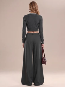 Avantive Women's Solid Color Casual Versatile Commute Travel Suit Pants - Dark Grey - View 6