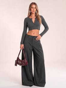 Avantive Women's Solid Color Casual Versatile Commute Travel Suit Pants - Dark Grey - View 4