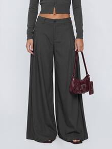 Avantive Women's Solid Color Casual Versatile Commute Travel Suit Pants - Dark Grey - View 2
