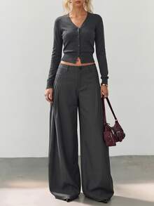 Avantive Women's Solid Color Casual Versatile Commute Travel Suit Pants - Dark Grey - View 5
