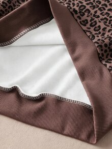 Young Girls Leopard Print Crew Neck Sweatshirt Set, Personalized Leopard Print Set, Personalized Sweatshirt, Suitable For Autumn/Winter, Daily Street Wear, Casual Outfit, Energetic Outfit, Casual Outing, Basic Style, Comfortable And Easy To Wear, Daily Casual - Multicolor - View 8