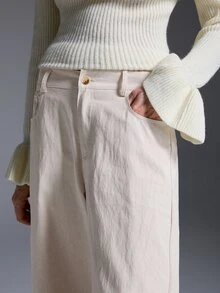Silhoulove Women's Fashion Casual Commute Holiday Everyday Versatile Long Pants White Fall - White - View 5