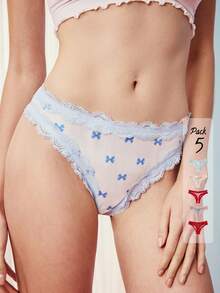 Elorette Women's Lace Patchwork Sexy Everyday Thong - Multicolor - View 4