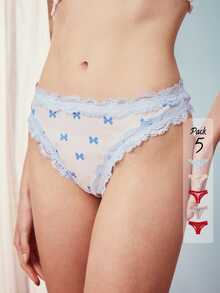 Elorette Women's Lace Patchwork Sexy Everyday Thong - Multicolor - View 6