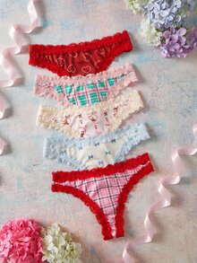 Elorette Women's Lace Patchwork Sexy Everyday Thong - Multicolor - View 1