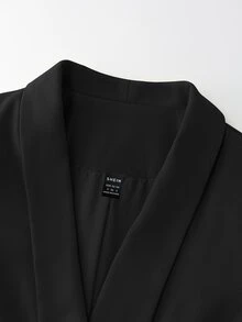 Lumivelle 纯色长袖披肩领极简主义西装外套 - 黑色 - 查看 9