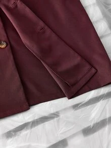 Mainfolk 男士寬鬆字母貼布編織休閒長袖襯衫與長褲兩件套 - 紫紅色 - 查看 7