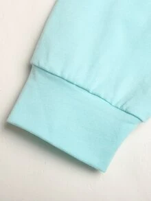 SHEIN Tween Girl Fresh Mint Green Pleated Hem Design Long Sleeve Sweatshirt - Green - View 2