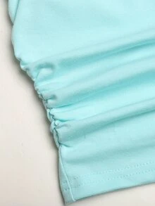SHEIN Tween Girl Fresh Mint Green Pleated Hem Design Long Sleeve Sweatshirt - Green - View 6