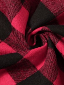 Rometta Plus Size Women's Plaid Cold Shoulder Pleated Casual Daily Dress Christmas - Multicolor - View 8
