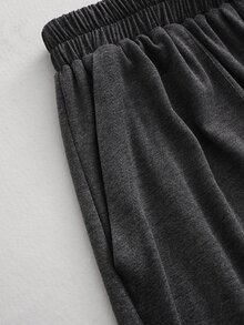 SHEIN Autumn/Winter 2 Pieces Set Home Casual Boho Elegant Outing Set Comfortable Fabric Basic T-Shirt And Casual Long Pants Lounge Travel Light Grey - Dark Grey - View 5