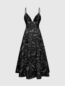 ROMWE Dark Gothic Bat Mori Style Gothic Women's Dress - Black - View 2