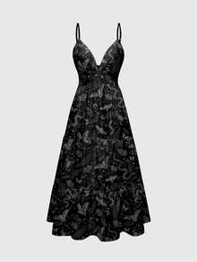 ROMWE Dark Gothic Bat Mori Style Gothic Women's Dress - Black - View 1