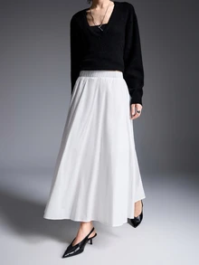 RIVANDRE Women's Casual Alt Breezy Vacation Style Skirt Beach White Summer - White - View 3