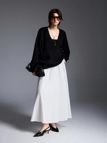 RIVANDRE Women's Casual Alt Breezy Vacation Style Skirt Beach White Summer - White - View 5