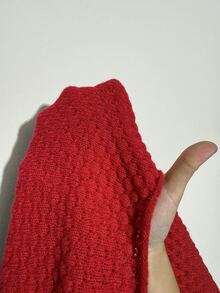 SHEIN Frenchy 大尺碼女款格紋拼接休閒日常長袖針織衫聖誕款 - 紅色 - 查看 10