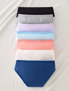 Teen Girl Solid Color Casual Daily Triangle Panties 7pcs/Pack - Multicolor - View 2