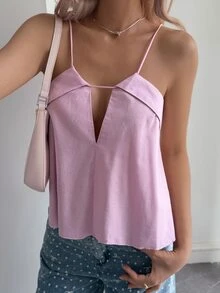 DAZY Women's Casual Sleeveless Camisole, Sexy & Comfortable For Summer Y2k Halter Top - Pink - View 2