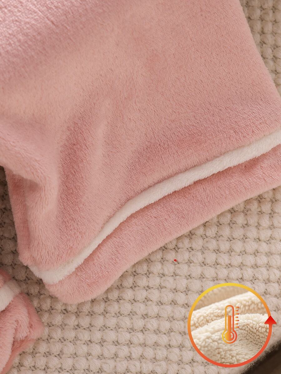 Tween Girls Pink Bow Print Lapel Open Front Long Sleeve Pants Set Flame Retardant Loungewear - White - View 1