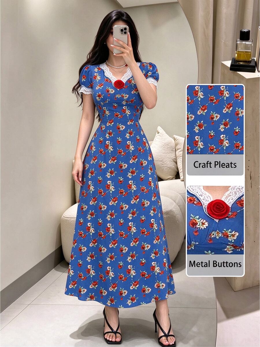 Modelyn Vestido largo sexy y romántico para mujer, adecuado para vacaciones - Azul - Ver 1