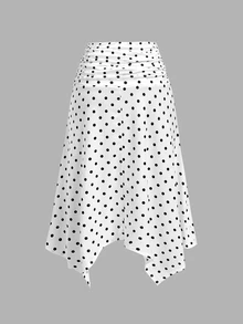 SHEIN MOD Ruched Halter Top And Polka Dot Asymmetrical Hem Skirt Set - Black and White - View 11