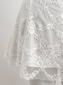 Elamini Women's Casual Sexy Backless Lace Cinched Waist Dress - White - View 6