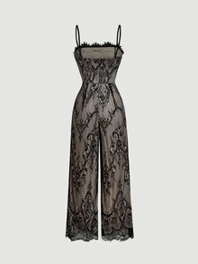 SHEIN MOD Women's Lace Sexy Daily Wear Cami Jumpsuit - Multicolor - View 5