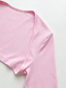 Rina Fox Women's Solid Color Long Sleeve Camisole Top And Tank Top Set - Baby Pink - View 9