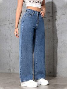 Jeanoix Women's Casual Daily Denim Jeans With Pockets And Buttons - Blue - View 5
