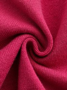 SHEIN 女嬰 Polo 領長袖休閒針織連身衣 - 酒紅色 - 查看 7