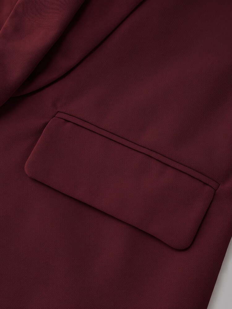 Lumivelle Women's Fall/Winter Burgundy Shawl Collar Open-Front Blazer, Lapel Long-Sleeve Mid-Length Suit Jacket, Office Dinner Elegant Business Casual - Burgundy - View 7