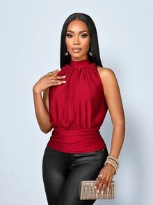 SOLERSUN Sexy And Elegant Women's T-Shirt, Dark Red Sleeveless, Spring/Summer Beach Brunch Going Out Commuter Top - Red - View 7