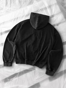 Mainfolk Men's Casual Loose Fit Zip-Up Hoodie Sweatshirt, Spring/Autumn/Winter, Standard Size, Plain With Snowflake Pattern - Dark Grey - View 3