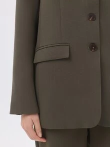 KÆRIA Hus Relaxed Single-Breasted Blazer - Compact Tailoring - Olive Green - Workwear, Tailored, Suit Set - Olive Green - View 9