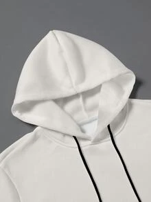 Manfinity Homme 男士字母印花長袖抽繩連帽衛衣與運動長褲休閒套裝 - 彩色 - 查看 3