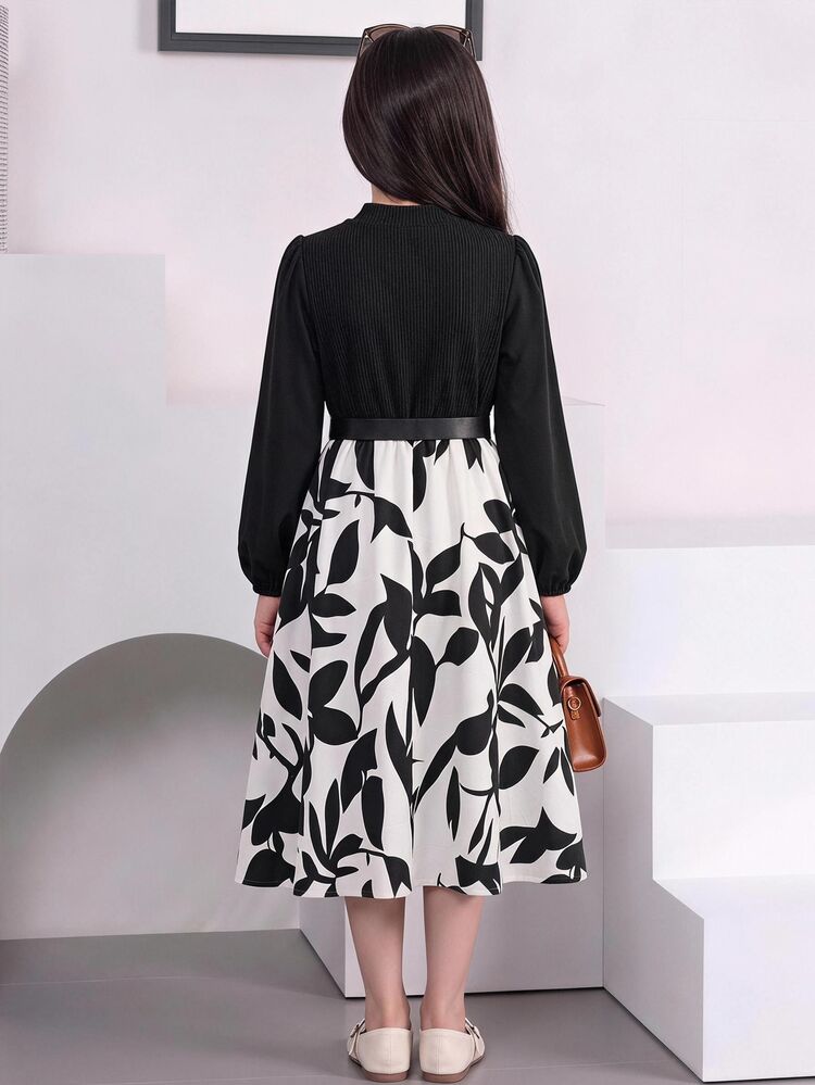 Đầm trẻ em Tween Girl cổ tròn, phong cách thường ngày, thoải mái, đa năng, dễ phối đồ - Cà phê - Xem 2