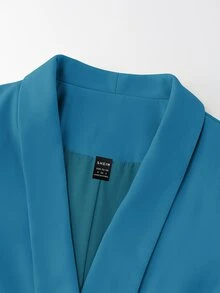 Lumivelle Women's Simple Solid Color Shawl Neck Lightweight Blazer Jacket, Suitable For Business, Work, And Commuting - Blue - View 9