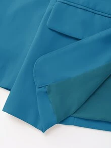 Lumivelle Women's Simple Solid Color Shawl Neck Lightweight Blazer Jacket, Suitable For Business, Work, And Commuting - Blue - View 12