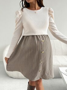 SHEIN Maternity Colorblock Nursing Casual Everyday Summer Dress - Multicolor - View 4
