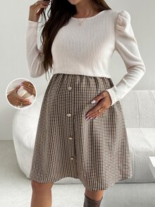 SHEIN Maternity Colorblock Nursing Casual Everyday Summer Dress - Multicolor - View 3