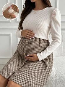 SHEIN Maternity Colorblock Nursing Casual Everyday Summer Dress - Multicolor - View 2