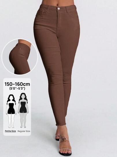 SHEIN PETITE Γυναικεία casual ευέλικτα skinny τζιν κολάν με τσέπες