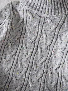 SHEIN 女童針織立領修身休閒秋季毛衣 - 灰色 - 查看 7