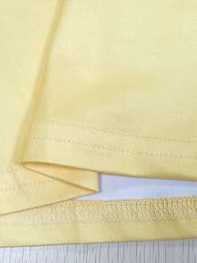 Resyla Women's Pearl Decorated Short Sleeve Round Neck Elegant Cute T-Shirt Summer Brunch High Tea White And Yellow - Apricot - View 5