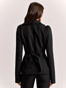 SHEIN BAE Women's Casual Versatile Commute & Travel Blazer Jacket - Black - View 2