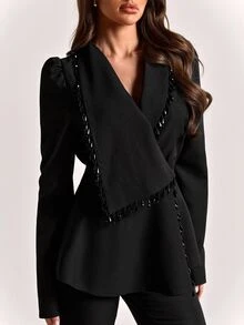 SHEIN BAE Women's Casual Versatile Commute & Travel Blazer Jacket - Black - View 4