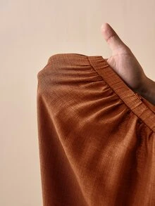 Zivah 2026春夏新款婚礼季、音乐节、复活节、西部风、游牧风、波西米亚风、纳什维尔风格吊带棕色木珠装饰褶皱领口夸张灯笼连体裤 - 紅木色 - 查看 8