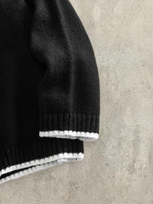 Mainfolk Men's Autumn/Winter Zipper Half-Chest Drawstring Knit Crew Neck Pullover Sweater Halloween Christmas Winter Party Autumn - Black and White - View 7