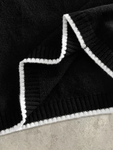 Mainfolk Men's Autumn/Winter Zipper Half-Chest Drawstring Knit Crew Neck Pullover Sweater Halloween Christmas Winter Party Autumn - Black and White - View 10